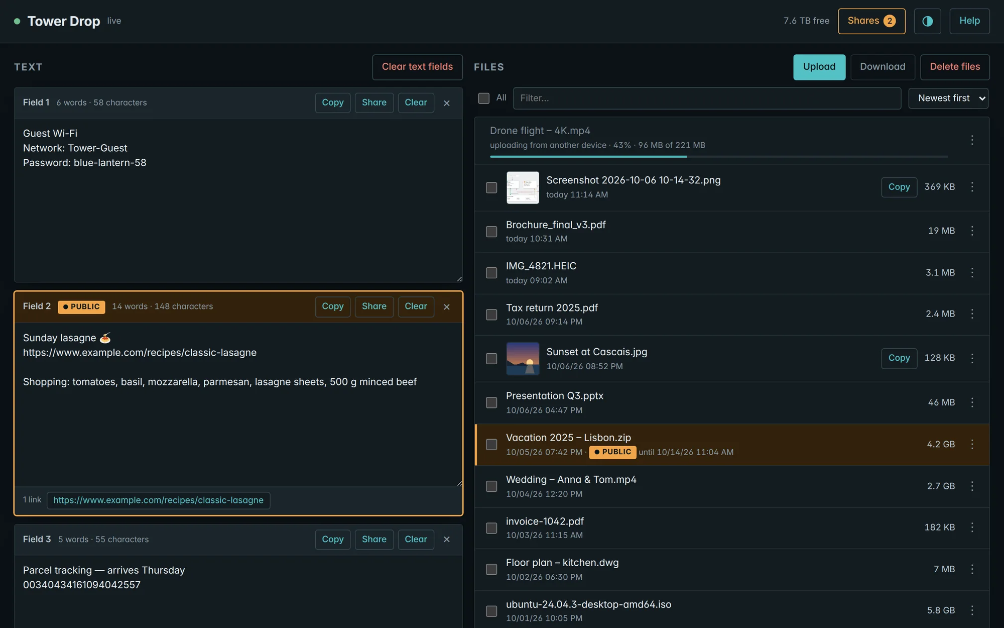 Drop in dark mode