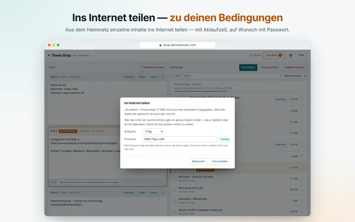 Teilen ins Internet